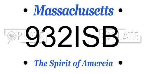 932ISB Massachusetts License Plate