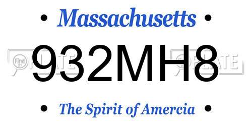 932MH8 Massachusetts License Plate