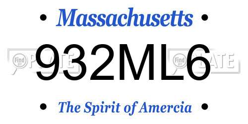 932ML6 Massachusetts License Plate