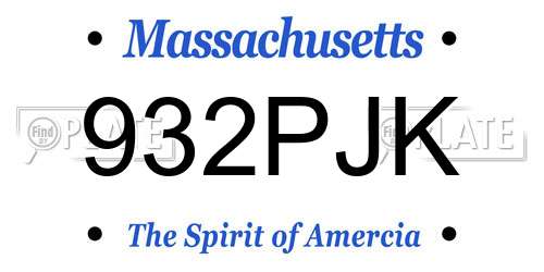 932PJK Massachusetts License Plate