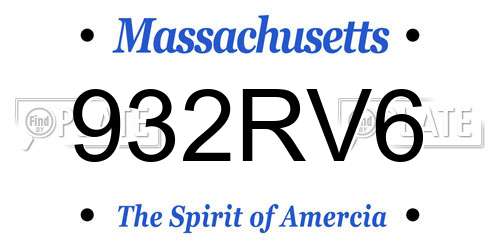 932RV6 Massachusetts License Plate