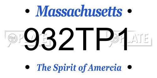 932TP1 Massachusetts License Plate