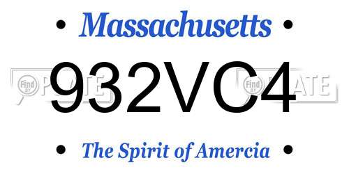 932VC4 Massachusetts License Plate