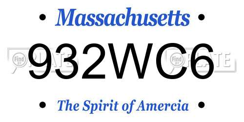 932WC6 Massachusetts License Plate
