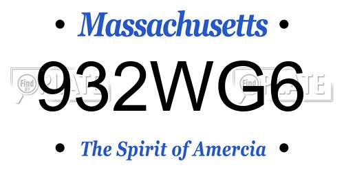 932WG6 Massachusetts License Plate