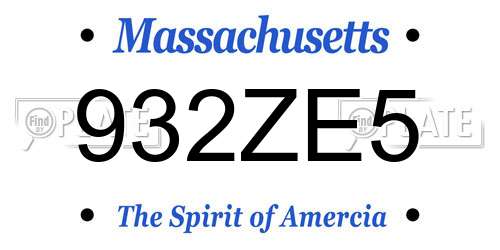 932ZE5 Massachusetts License Plate
