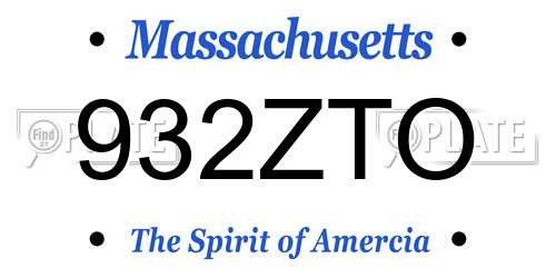 932ZTO Massachusetts License Plate