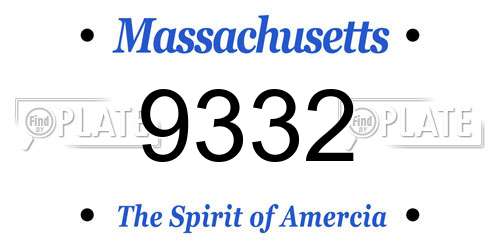 9332 Massachusetts License Plate