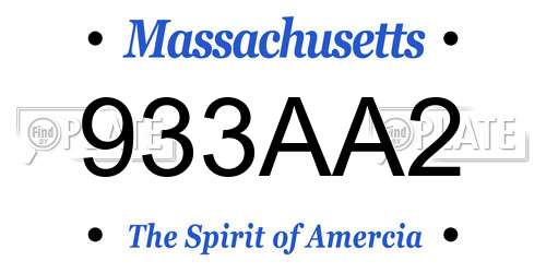 933AA2 Massachusetts License Plate