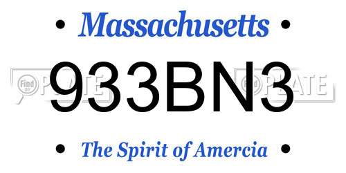 933BN3 Massachusetts License Plate
