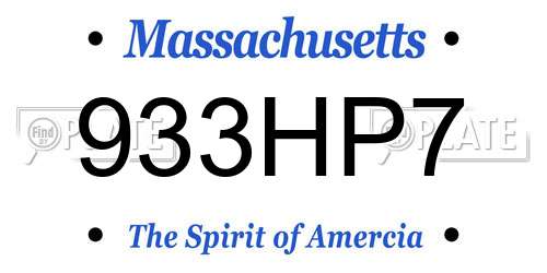 933HP7 Massachusetts License Plate