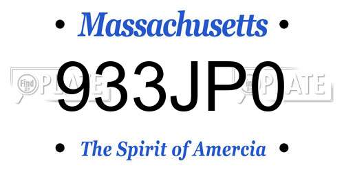 933JP0 Massachusetts License Plate