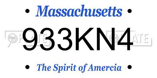 933KN4 Massachusetts License Plate