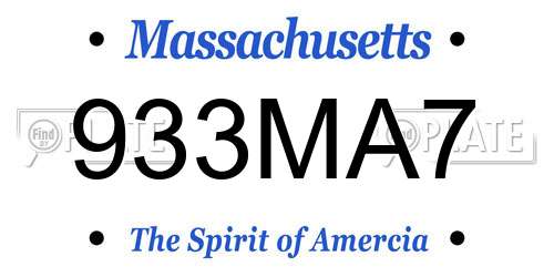 933MA7 Massachusetts License Plate