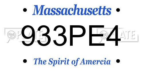 933PE4 Massachusetts License Plate