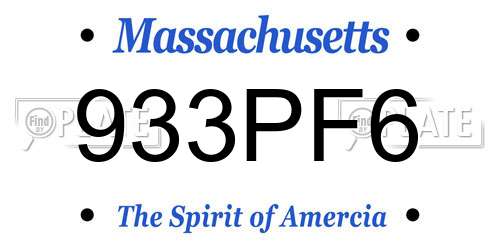 933PF6 Massachusetts License Plate
