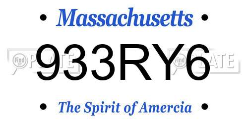933RY6 Massachusetts License Plate