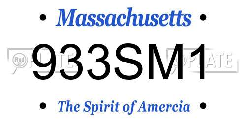 933SM1 Massachusetts License Plate