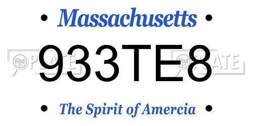 933TE8 Massachusetts License Plate