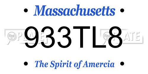 933TL8 Massachusetts License Plate