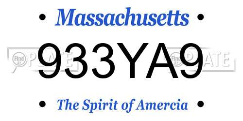 933YA9 Massachusetts License Plate