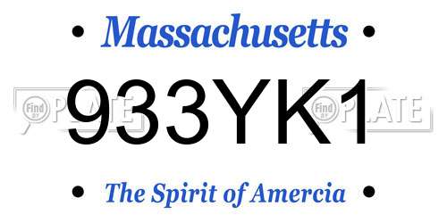 933YK1 Massachusetts License Plate