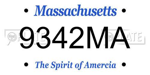 9342MA Massachusetts License Plate