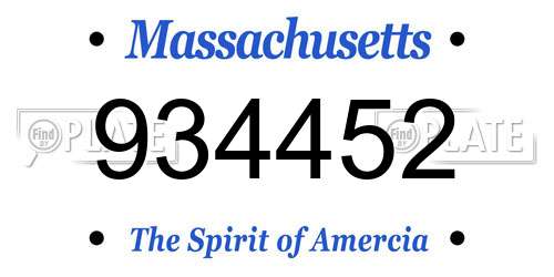 934452 Massachusetts License Plate