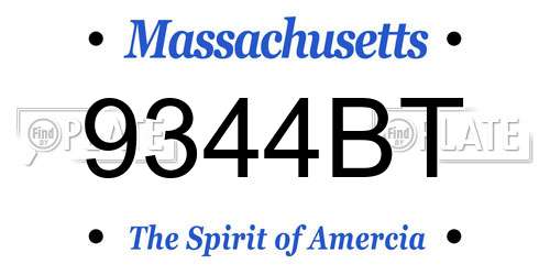 9344BT Massachusetts License Plate