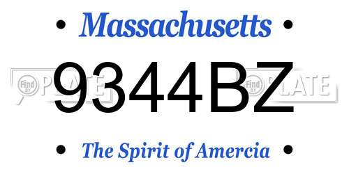 9344BZ Massachusetts License Plate