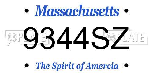 9344SZ Massachusetts License Plate
