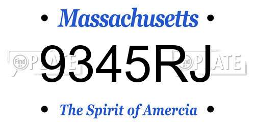 9345RJ Massachusetts License Plate