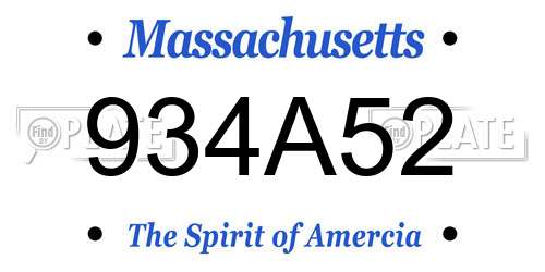 934A52 Massachusetts License Plate