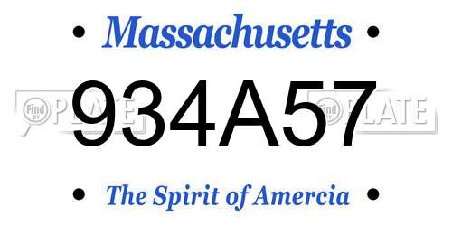 934A57 Massachusetts License Plate