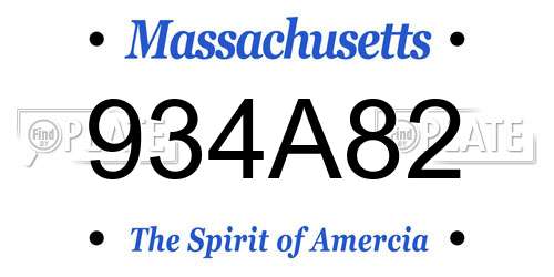 934A82 Massachusetts License Plate