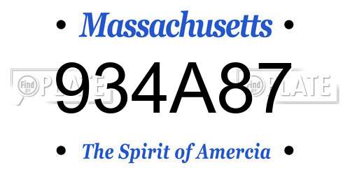 934A87 Massachusetts License Plate