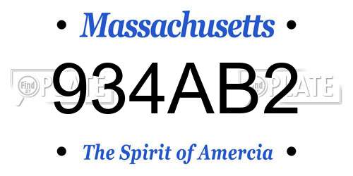934AB2 Massachusetts License Plate