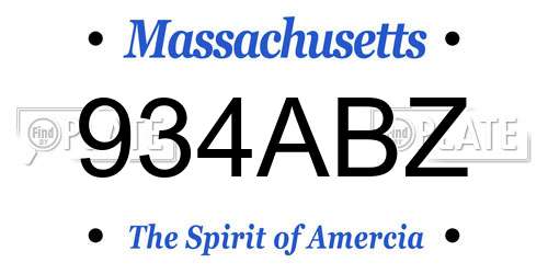 934ABZ Massachusetts License Plate