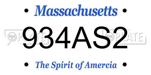 934AS2 Massachusetts License Plate