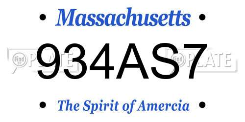 934AS7 Massachusetts License Plate