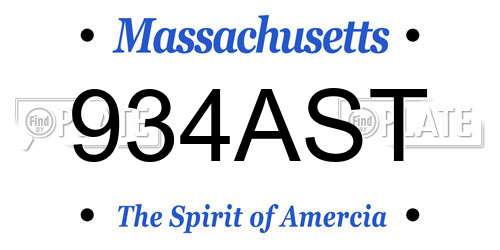 934AST Massachusetts License Plate