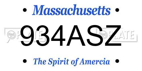 934ASZ Massachusetts License Plate