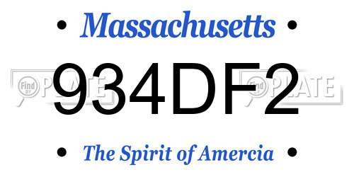934DF2 Massachusetts License Plate