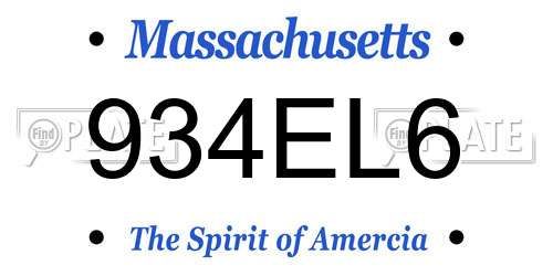 934EL6 Massachusetts License Plate