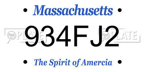 934FJ2 Massachusetts License Plate