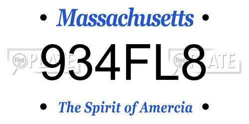 934FL8 Massachusetts License Plate