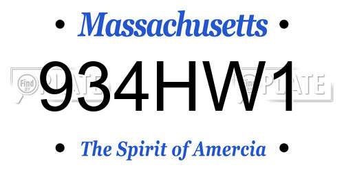 934HW1 Massachusetts License Plate