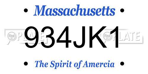 934JK1 Massachusetts License Plate
