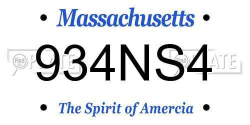 934NS4 Massachusetts License Plate