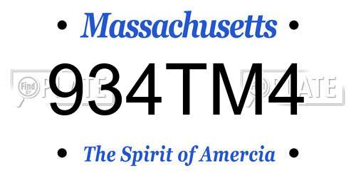 934TM4 Massachusetts License Plate